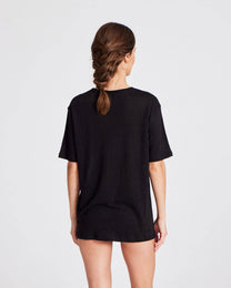 T-shirt Nynne in lino nera