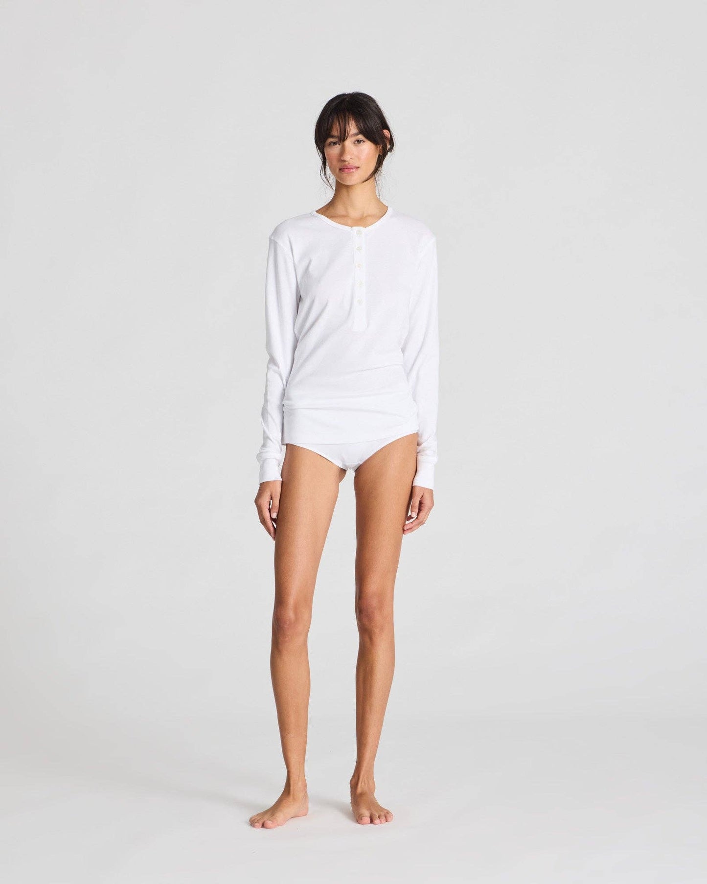 Maglia Henley a Costine in Cotone Biologico Ida Bianca