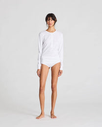 Maglia Henley a Costine in Cotone Biologico Ida Bianca