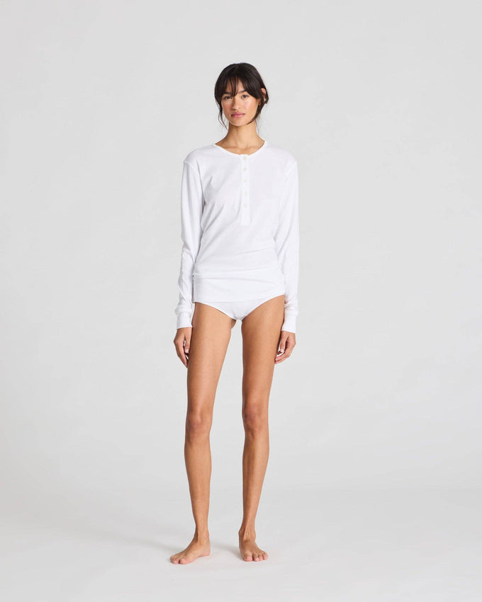 Maglia Henley a Costine in Cotone Biologico Ida Bianca