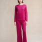 Pantaloni a gamba larga in lana merino extrafine