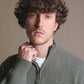 Maglia uomo in lana jacquard con zip a quarto color salvia