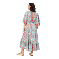 Abito lungo estivo boho floreale con maniche a tre quarti