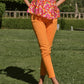 Pantaloni in cotone stretch con applicazioni