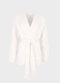 Cardigan Louna écru oversize in maglia calda con cintura