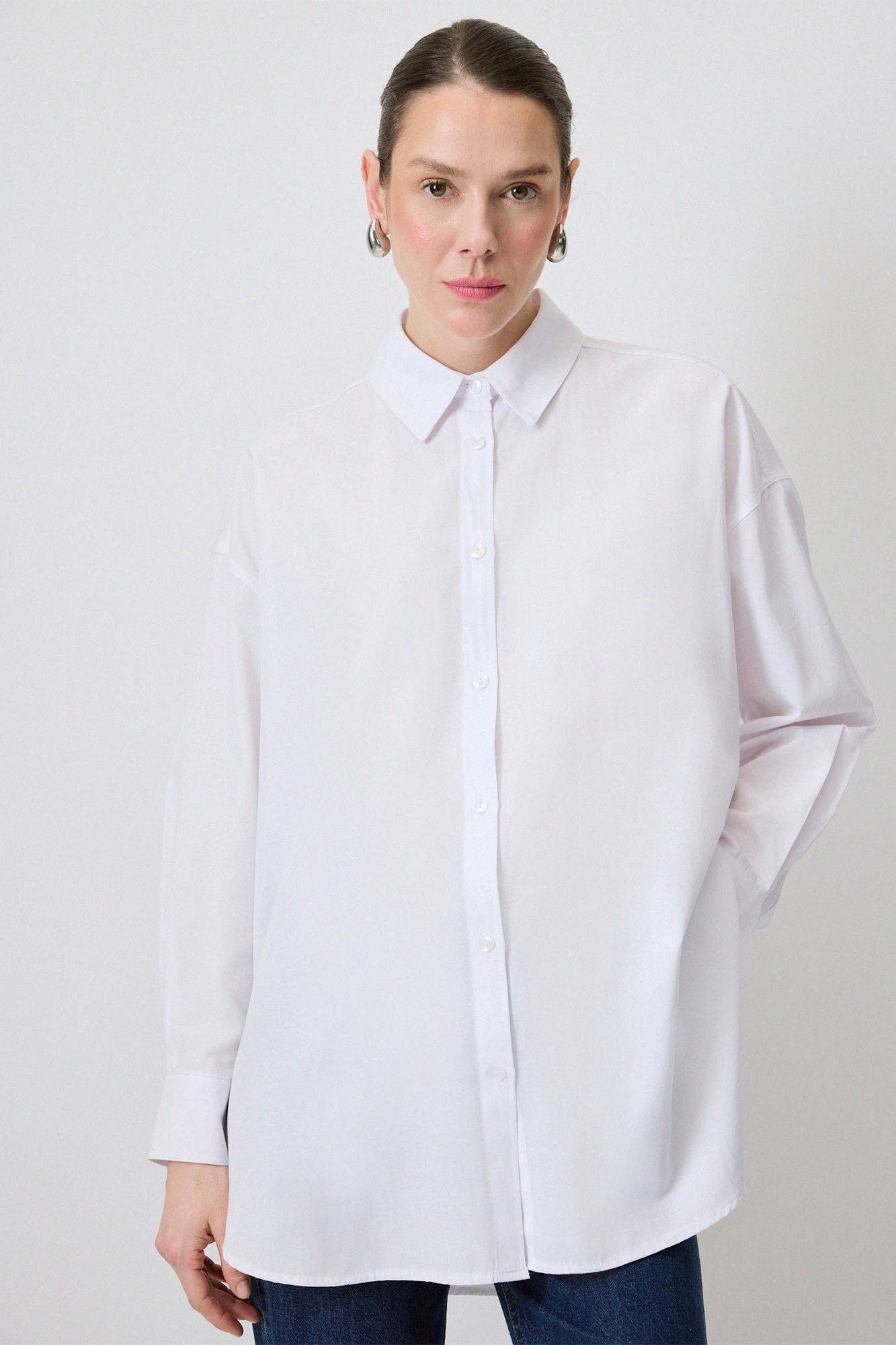 Camicia in popeline oversize a vestibilità comoda
