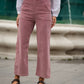 Pantaloni cropped in velluto a coste rosa