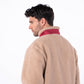 Giacca sherpa unisex con zip beige e bordeaux