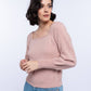Maglione donna con maniche a palloncino e scollo quadrato