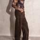 Pantaloni wide leg in cotone testurizzato