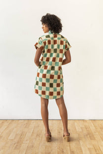 Abito camicia Loren a quadri ikat in cotone