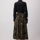 Gonna midi a campana floreale nera e oro