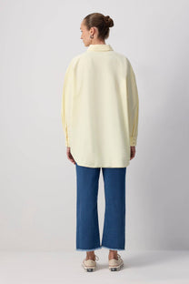 Camicia oversize in popeline giallo limone in misto cotone