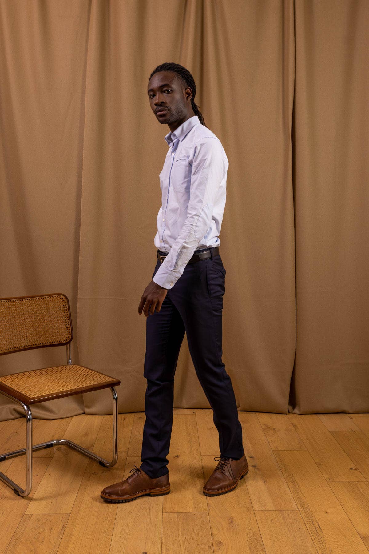 Pantaloni da abito Montaigne in lana blu navy