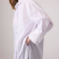 Camicia oversize in popeline bianco con colletto e polsini in paillettes