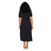 Vestito estivo lungo curvy in cotone e lino nero
