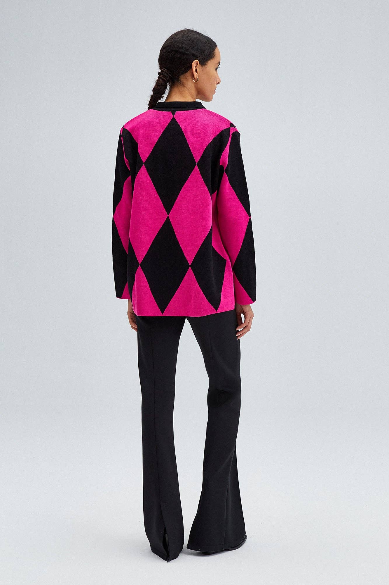 Tunica in maglia con colletto polo a rombi