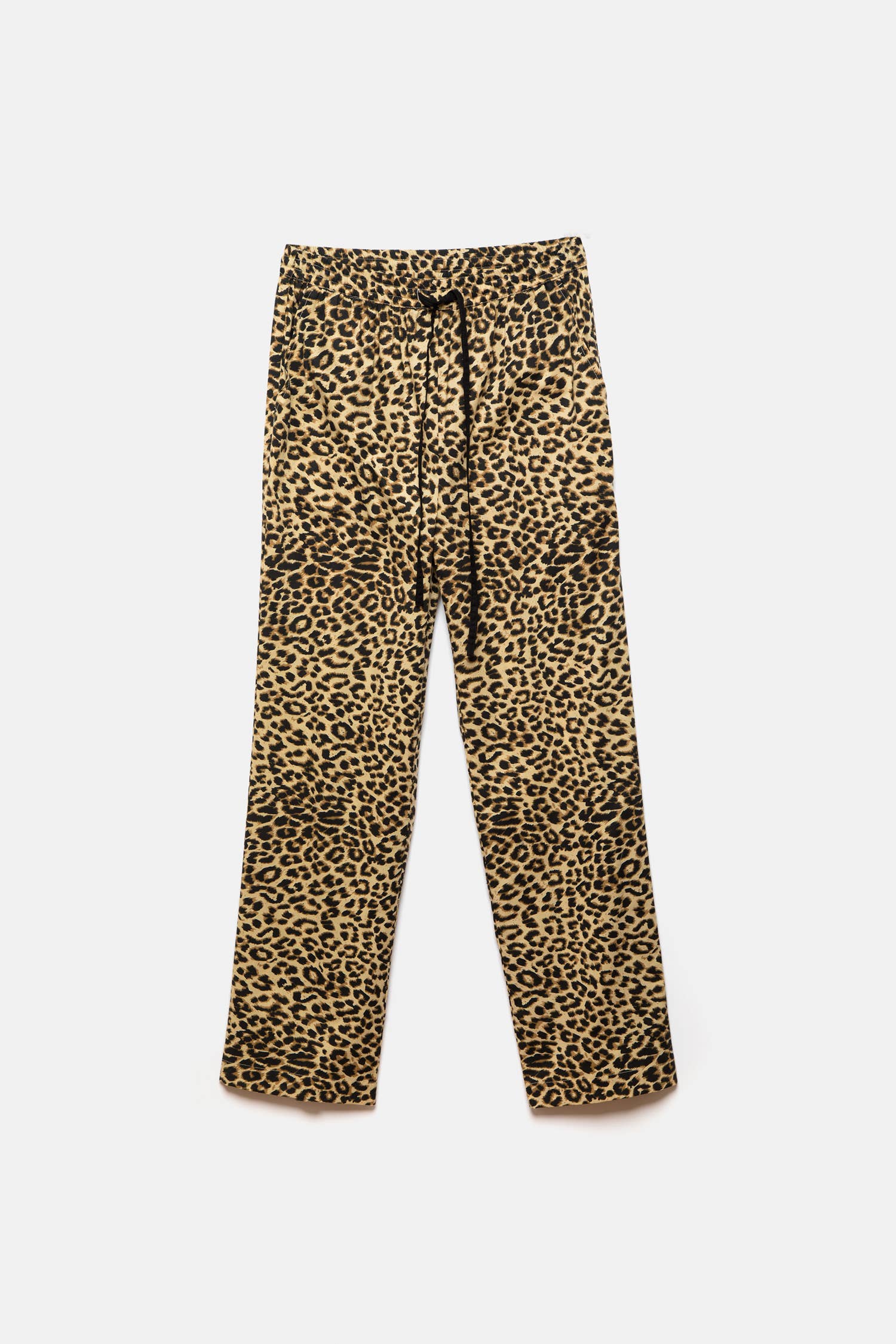 Pantaloni animalier con vita elasticizzata e coulisse