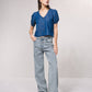 Jeans a gamba larga a vita alta