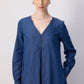 Abito lungo effetto denim in cotone