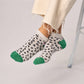 Calzini corti leopardati glitter in cotone pettinato bianco e verde