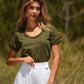 T-shirt in cotone con nastro ricamato