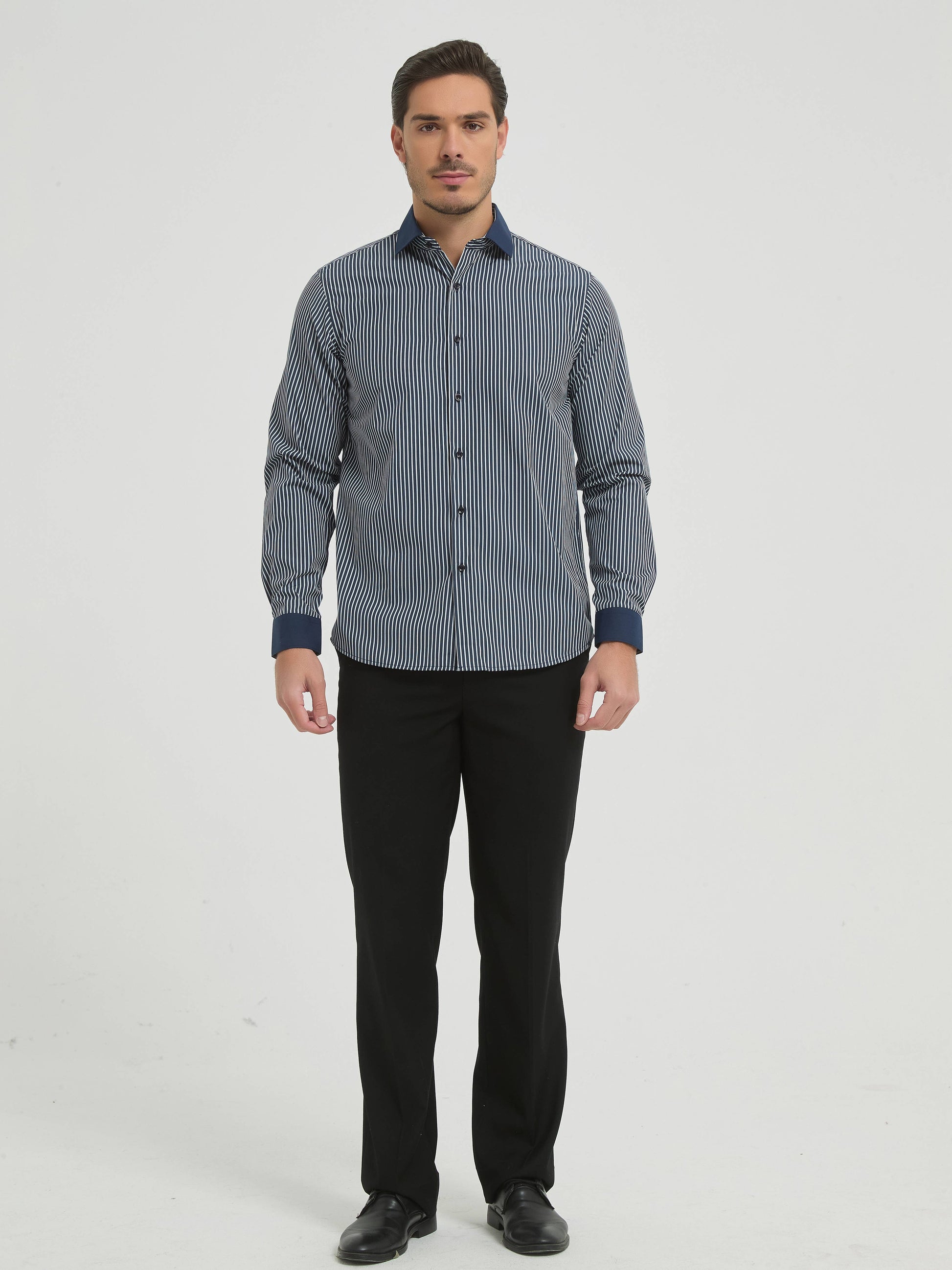 Camicia a righe comfort blu navy