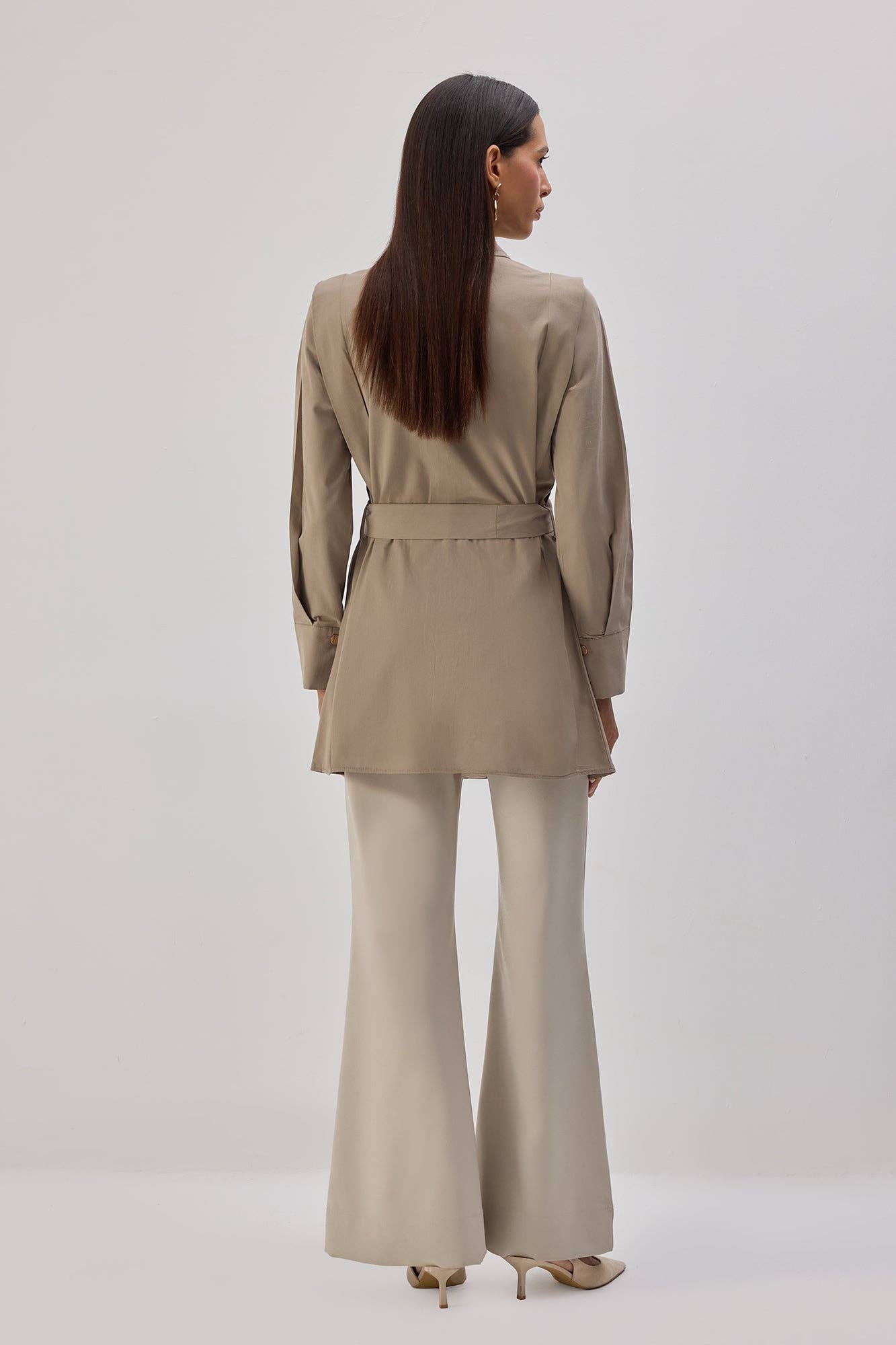 Camicia in popeline con cintura