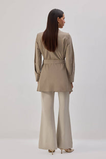 Camicia in popeline con cintura