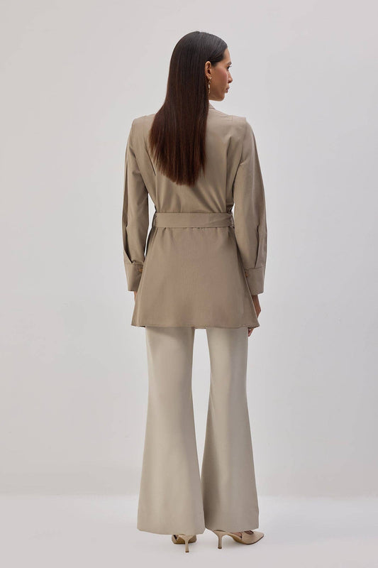 Camicia in popeline con cintura
