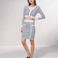 Gonna midi in maglia jacquard con bottoni decorativi
