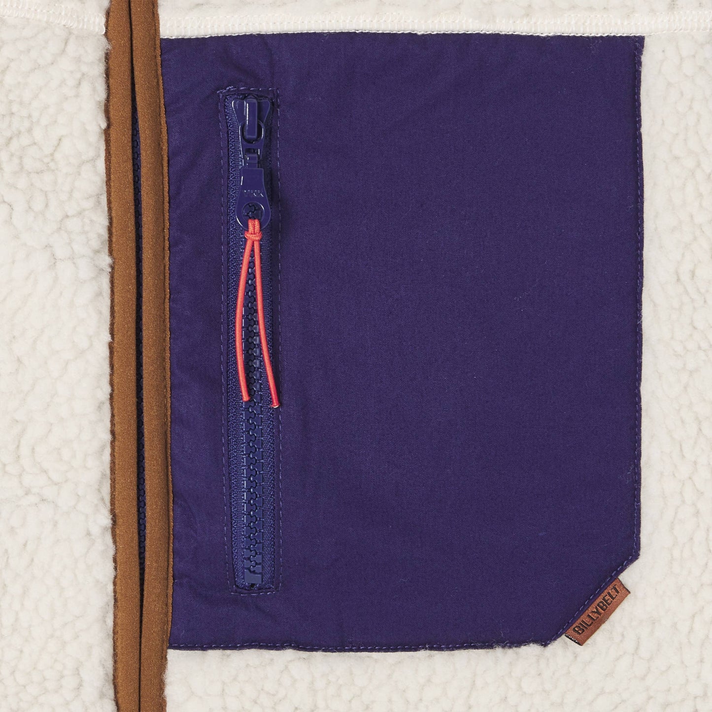 Gilet sherpa unisex con zip avorio e blu