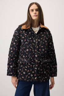 Giacca in gabardina trapuntata con motivo floreale