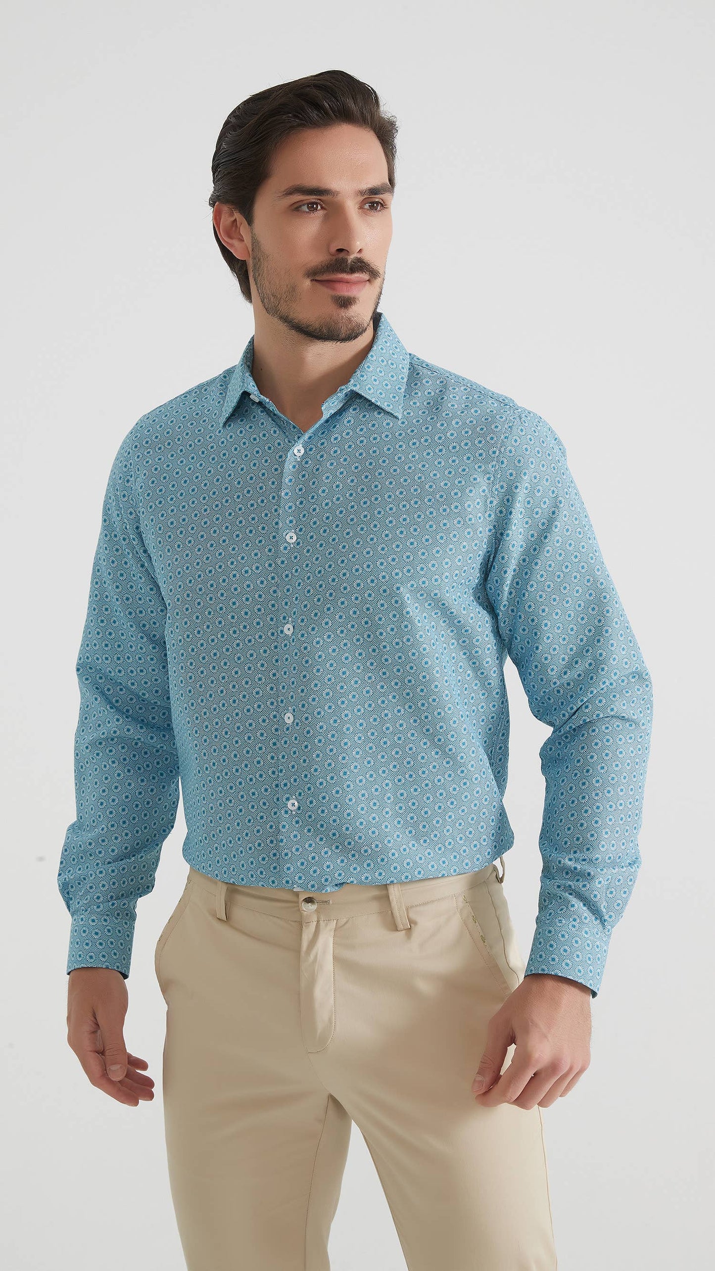 Camicia uomo comfort fit a fantasia facile da stirare
