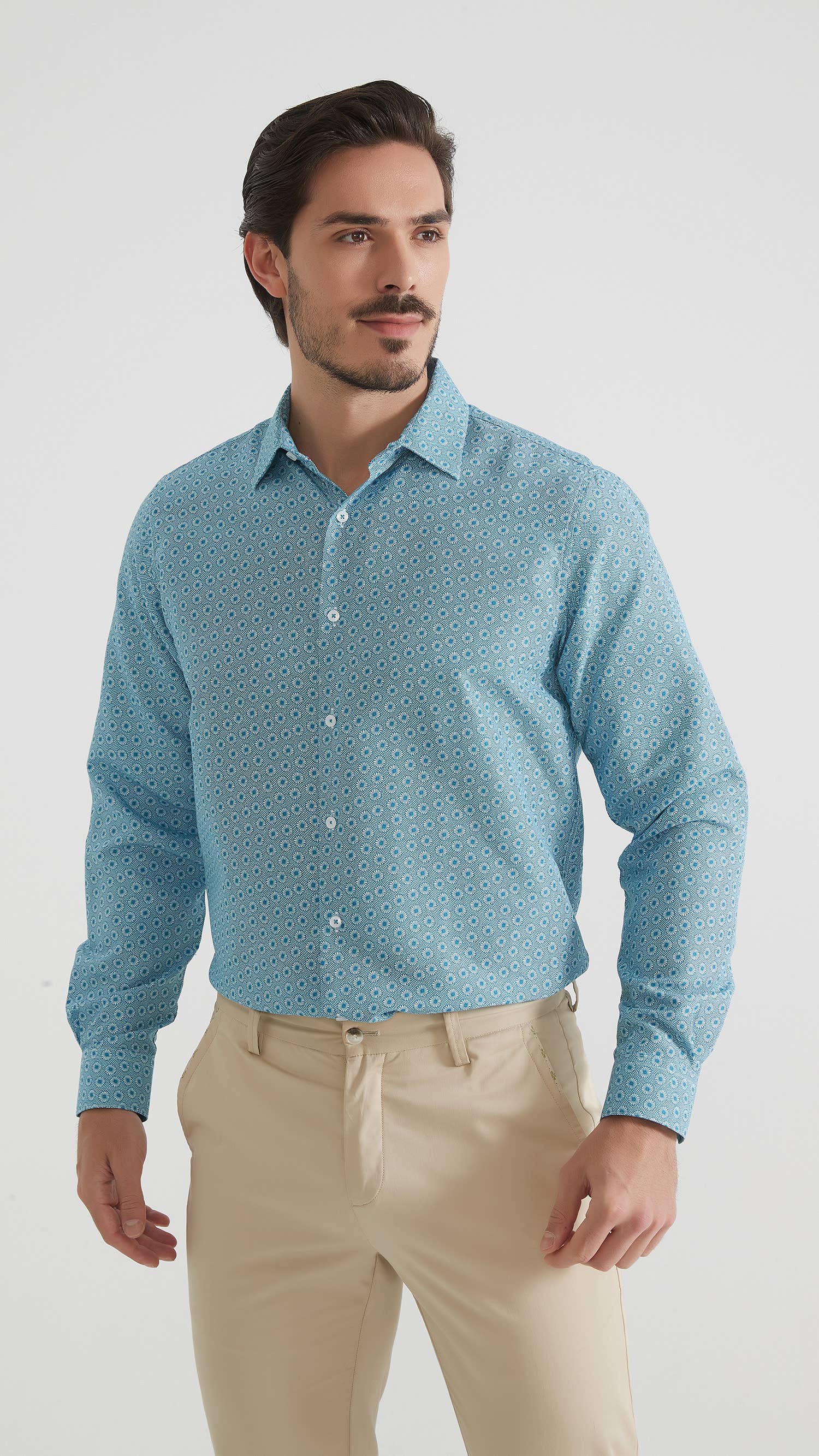 Camicia uomo comfort fit a fantasia facile da stirare