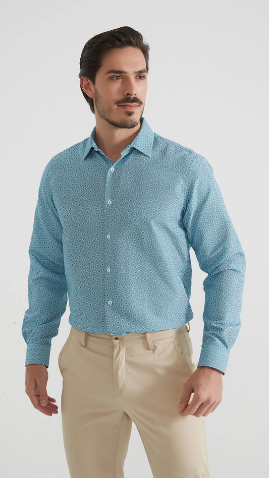 Camicia uomo comfort fit a fantasia facile da stirare