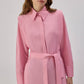 Camicia in popeline rosa con cintura