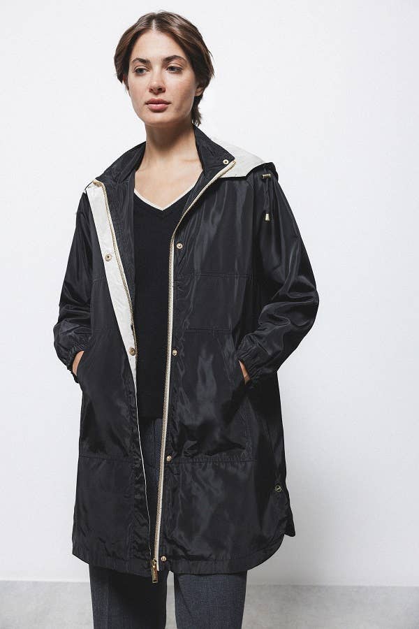 Parka lungo da donna con cappuccio e tasche