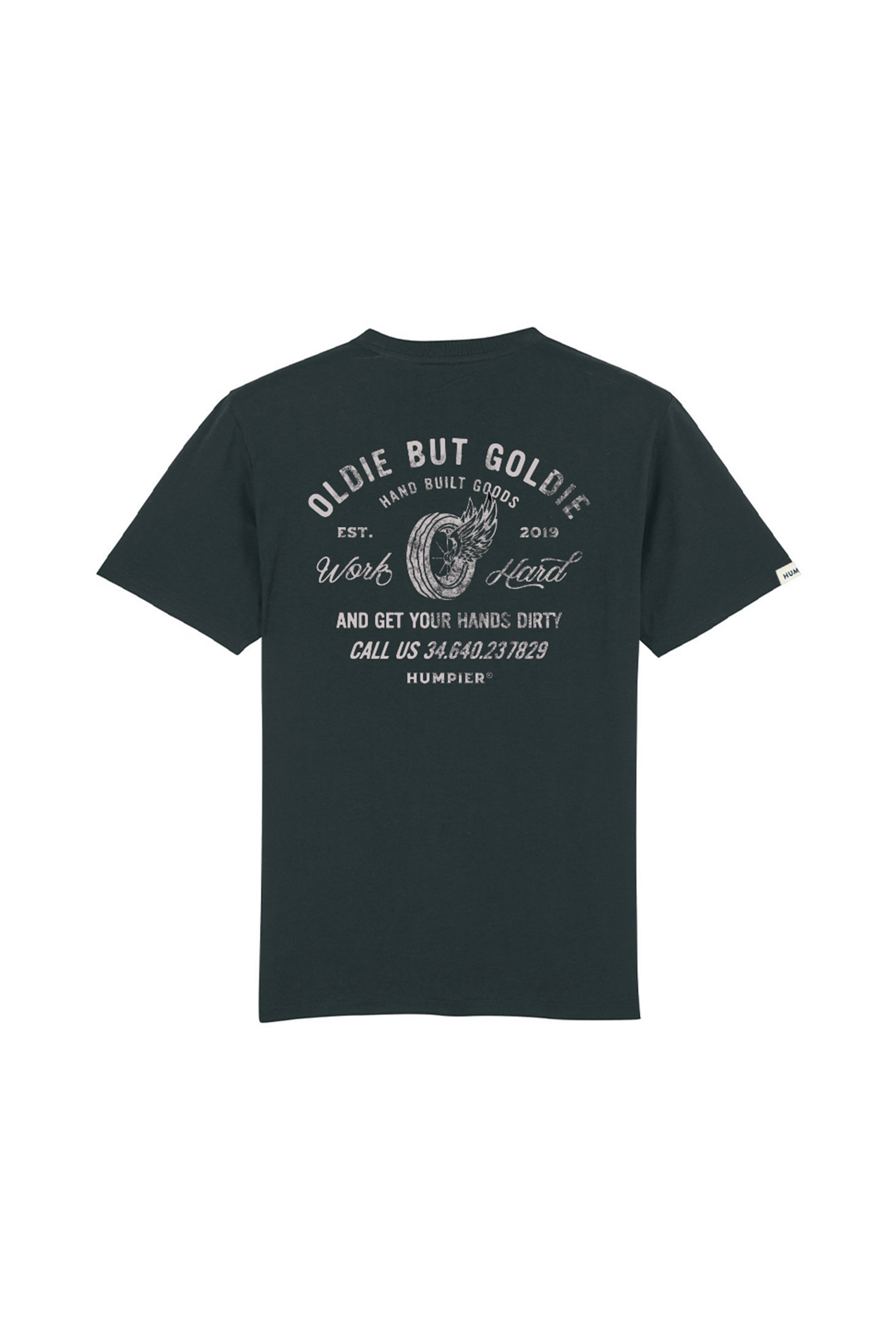 T-shirt nera Oldie in cotone biologico con stampa
