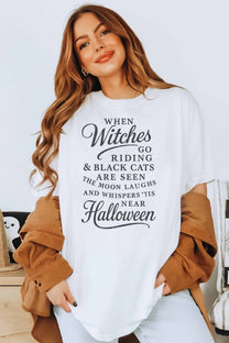 T-shirt oversize Halloween con scritta streghe