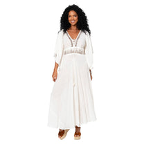 Abito lungo estivo boho in cotone con scollo a V