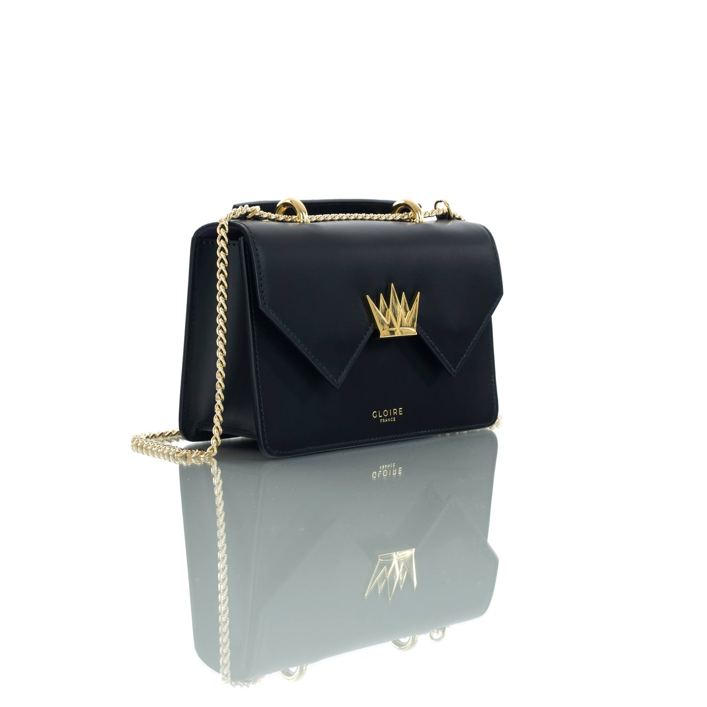 Mini borsa a tracolla in pelle liscia con pattina a W