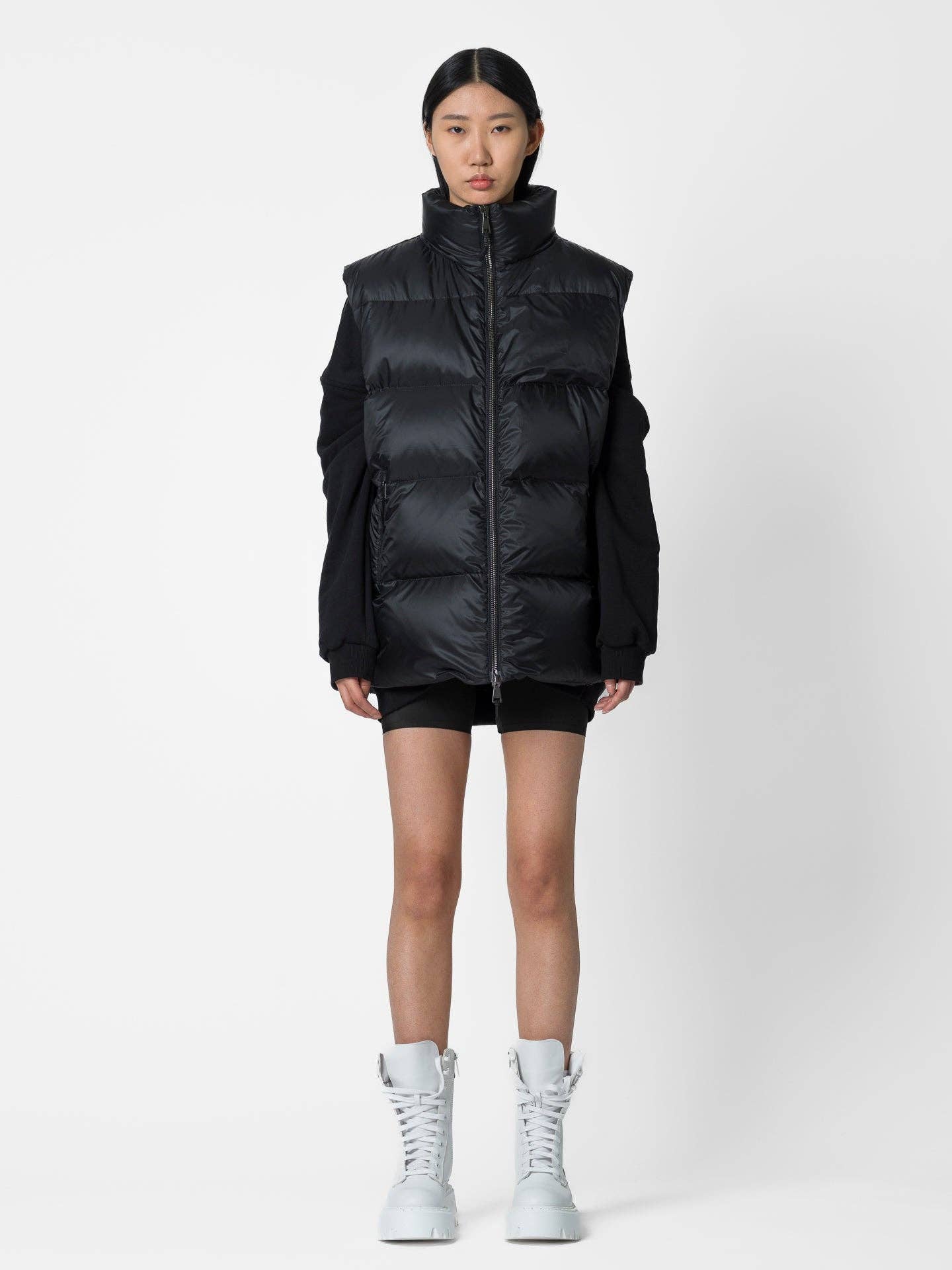 Gilet imbottito con logo e fodera fluo
