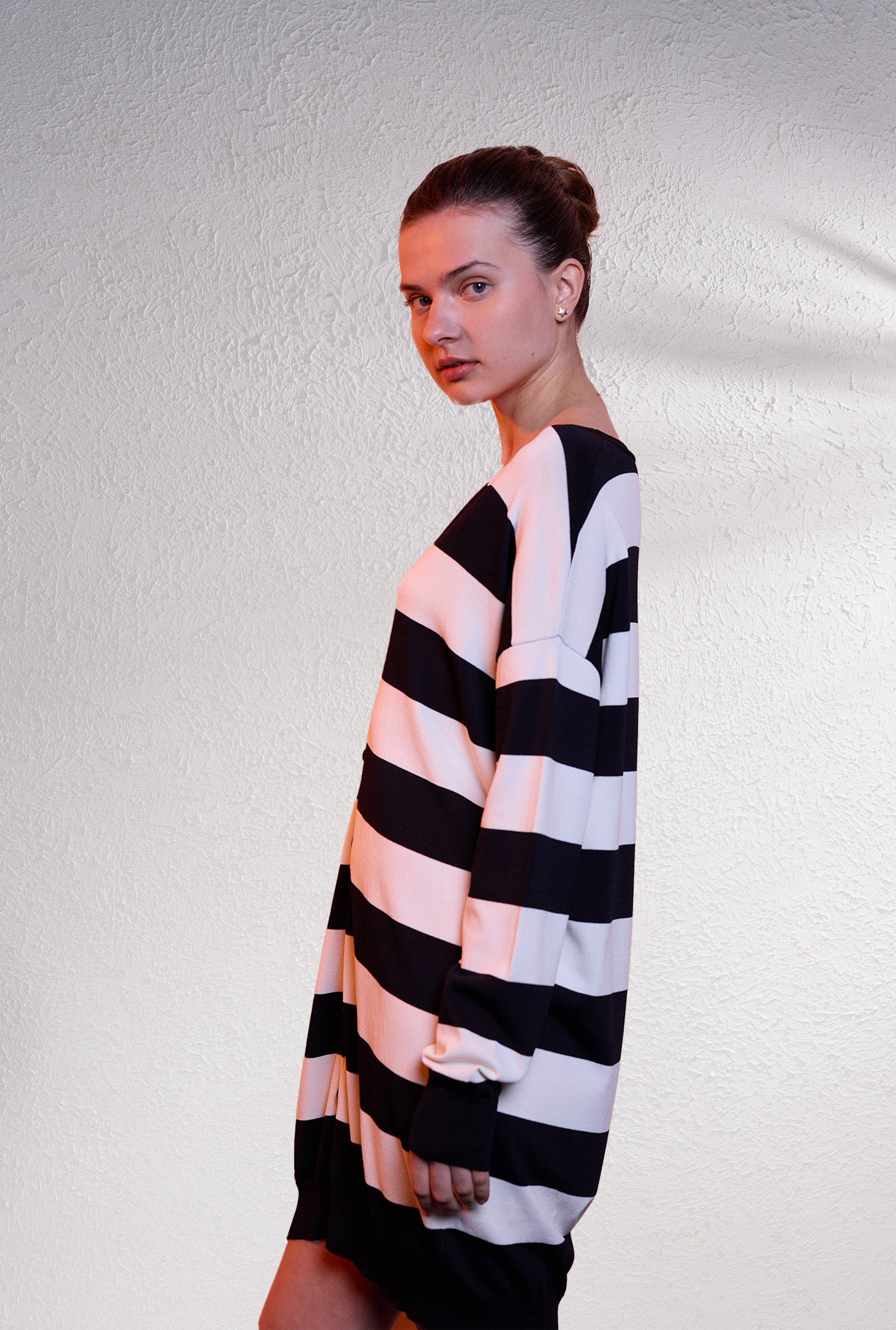 Cardigan oversize a righe in maglia fine