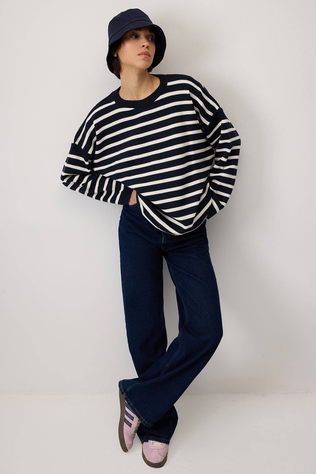 Maglione in maglia a righe oversize