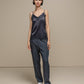 Top in raso con pizzo e spalline sottili