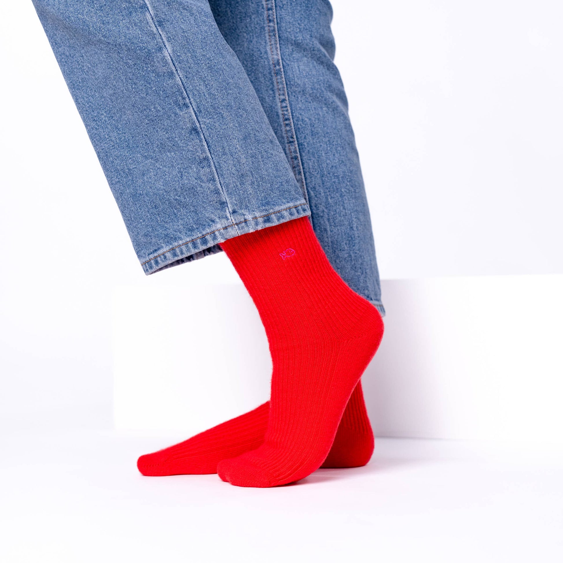 Calzini in lana e angora rossi