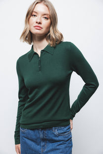 Polo in maglia a maniche lunghe tinta unita