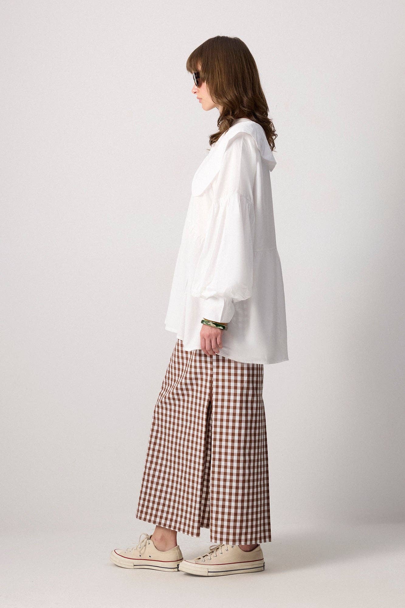 Camicia oversize con colletto Peter Pan in misto viscosa