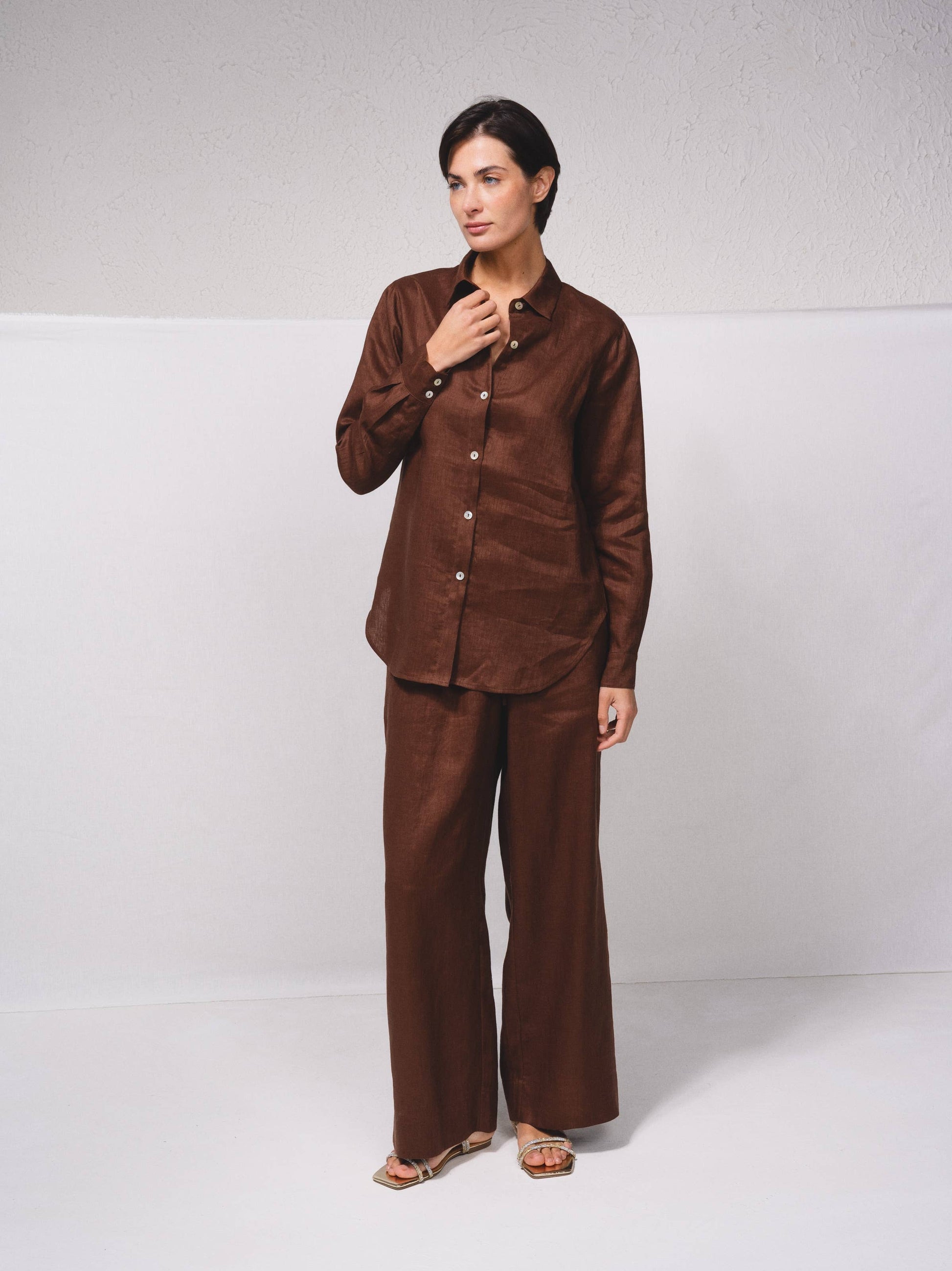Camicia in lino a maniche lunghe